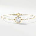 Minimalist gold bracelet with hexagon crystal gemstone in bezel setting on delicate chain jewelry