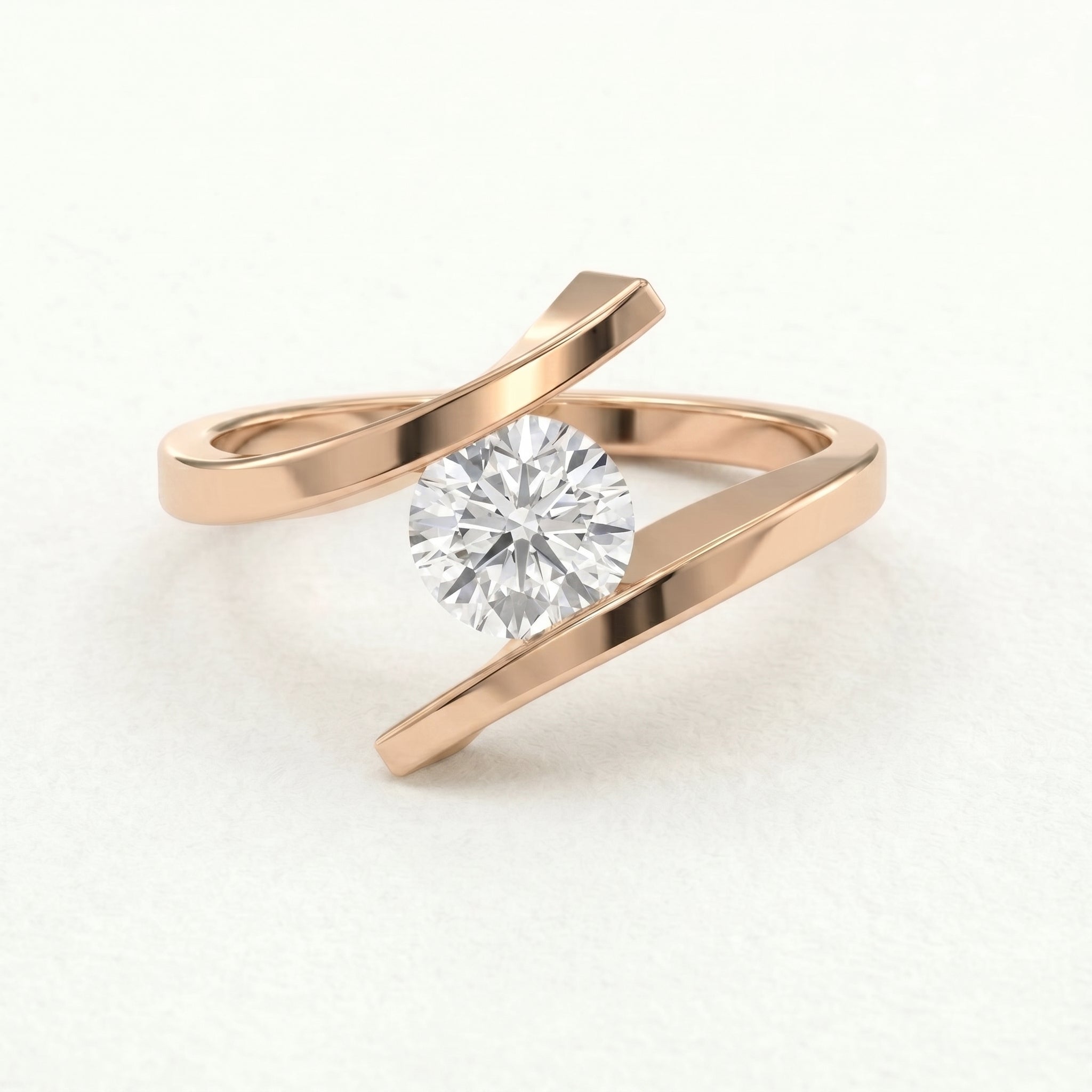 Contemporary Twisted Bypass Diamond Ring