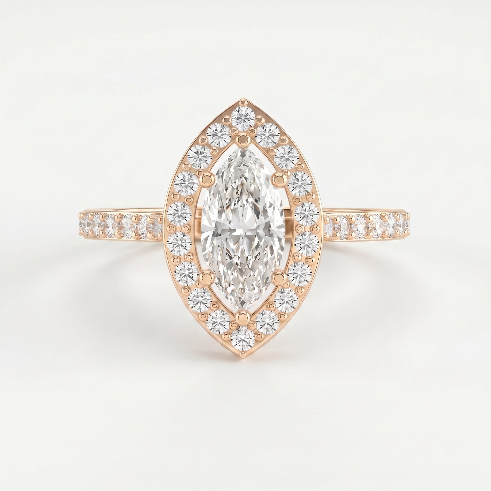 Marquise cut diamond Side Stone Engagement ring