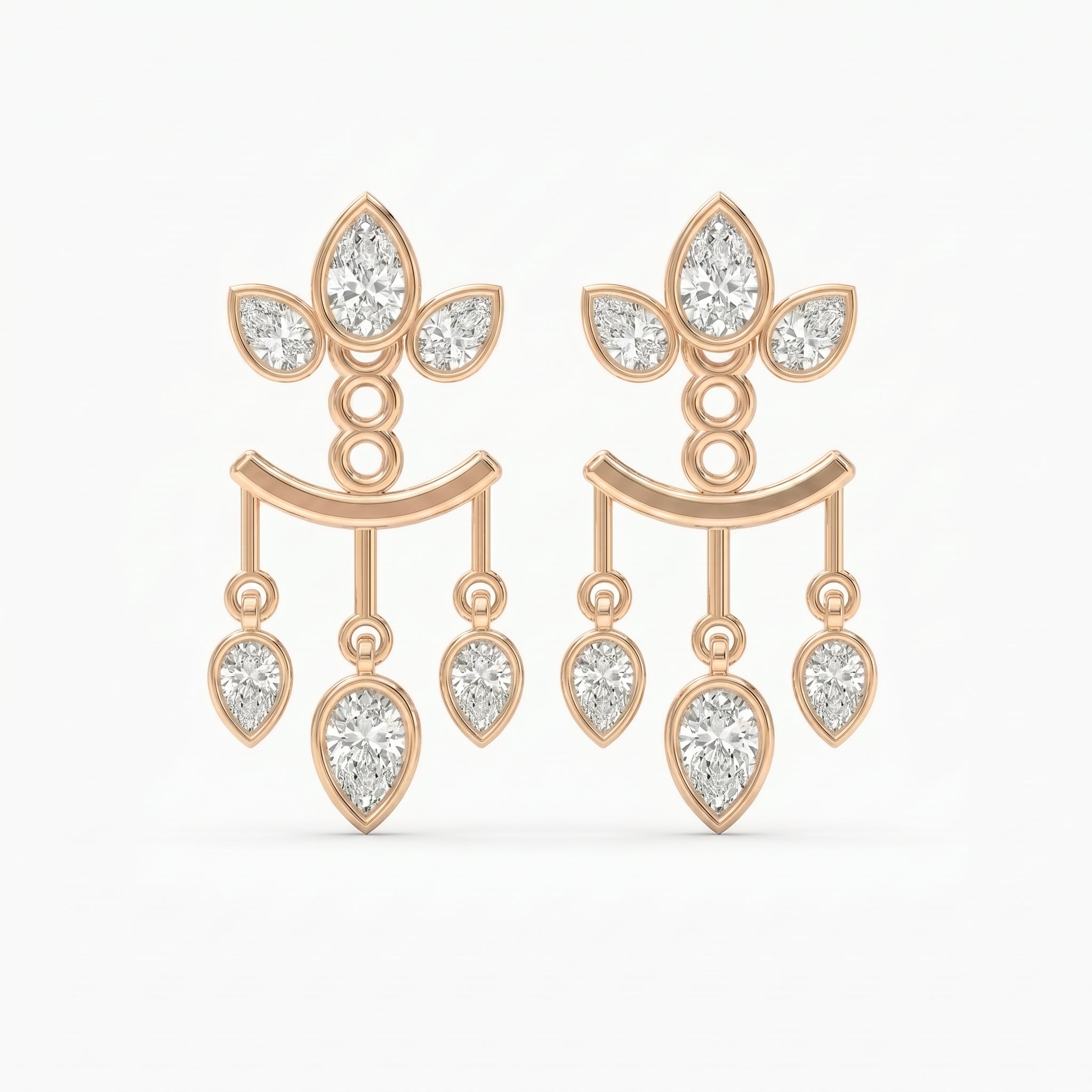 Pear Diamond Regal Teardrop Chandelier Fashion Earrings