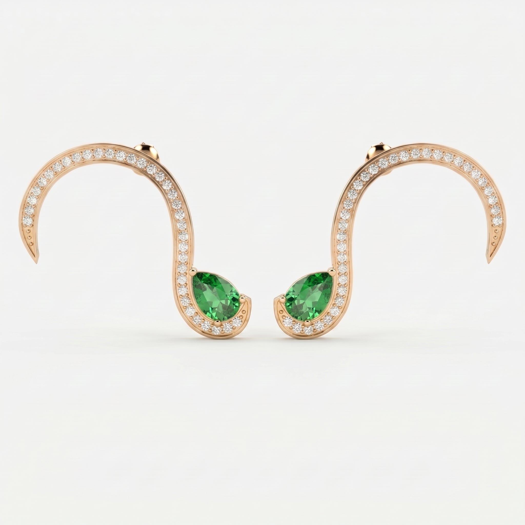 Green Gemstone Trance Pavé Fashion Earrings