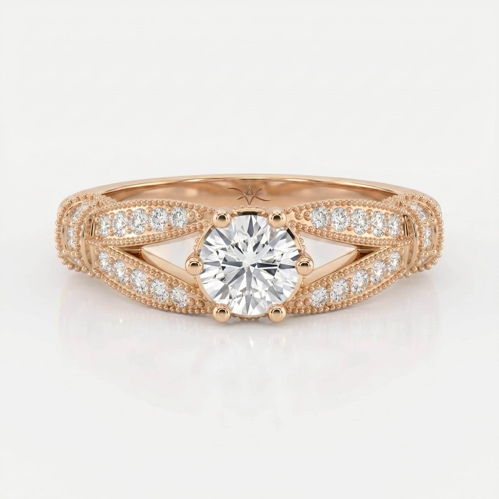 Round Diamond Valencia Design Vintage Ring