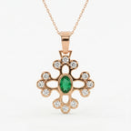 Elegant Round Diamond Floral Pendant Necklace