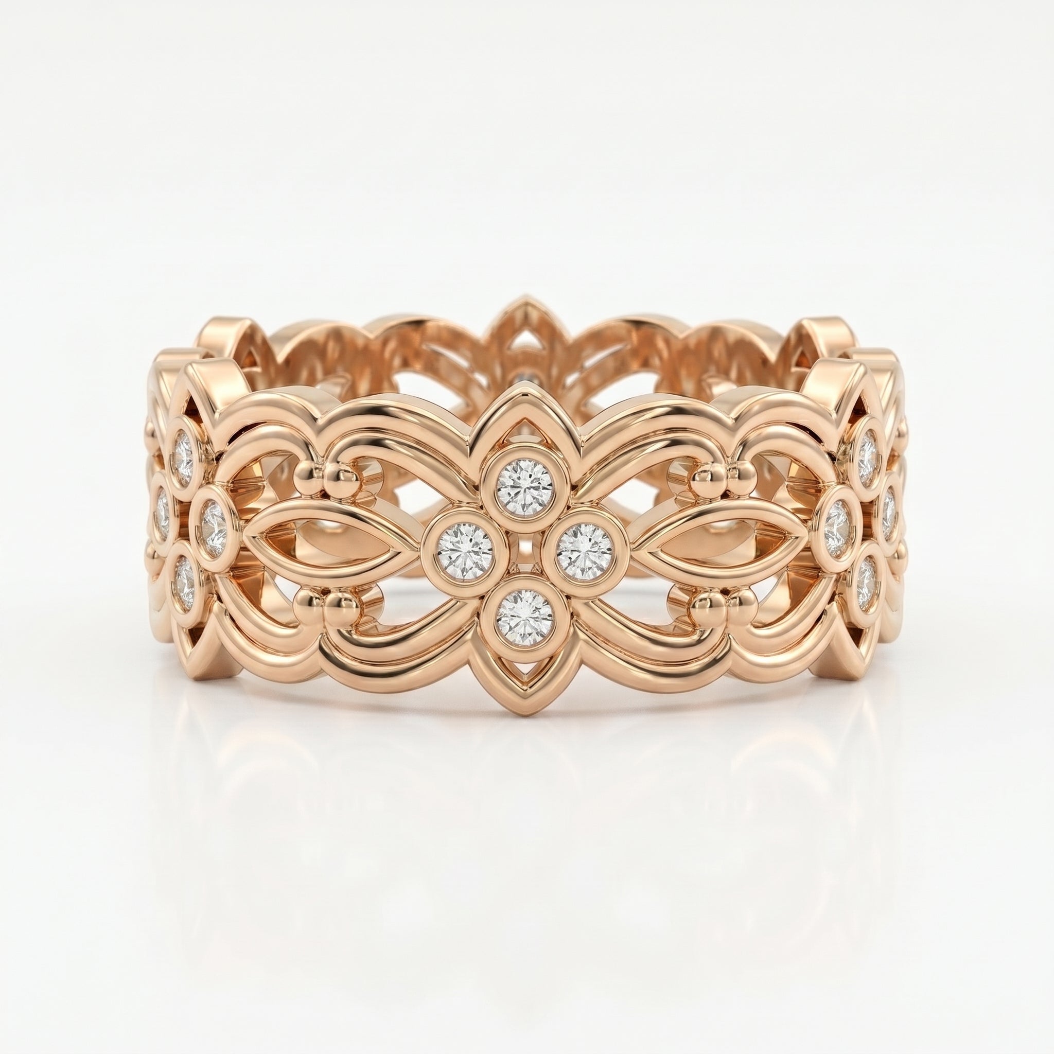 Floral Diamond Wide Vintage Band