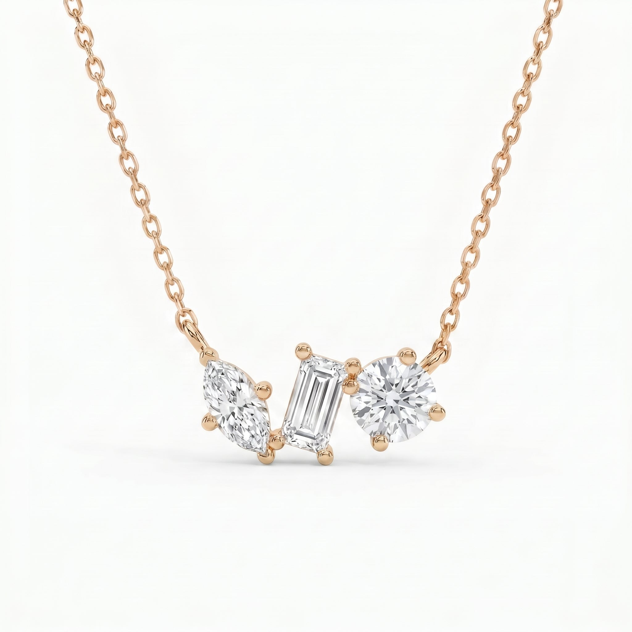 Three Stone Diamond Pendant Necklace