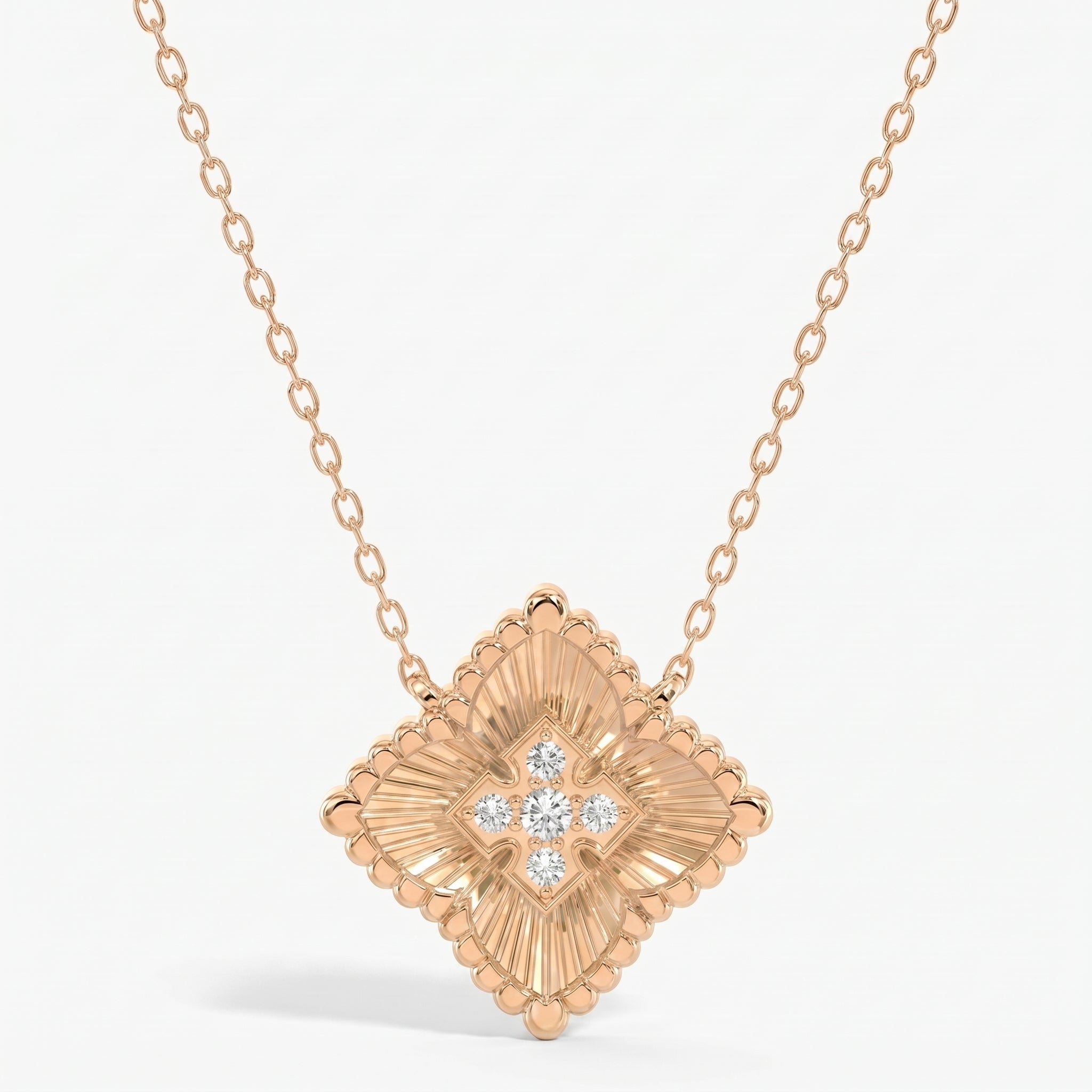 Round Diamond Celeste Floral Diamond Fashion Necklace