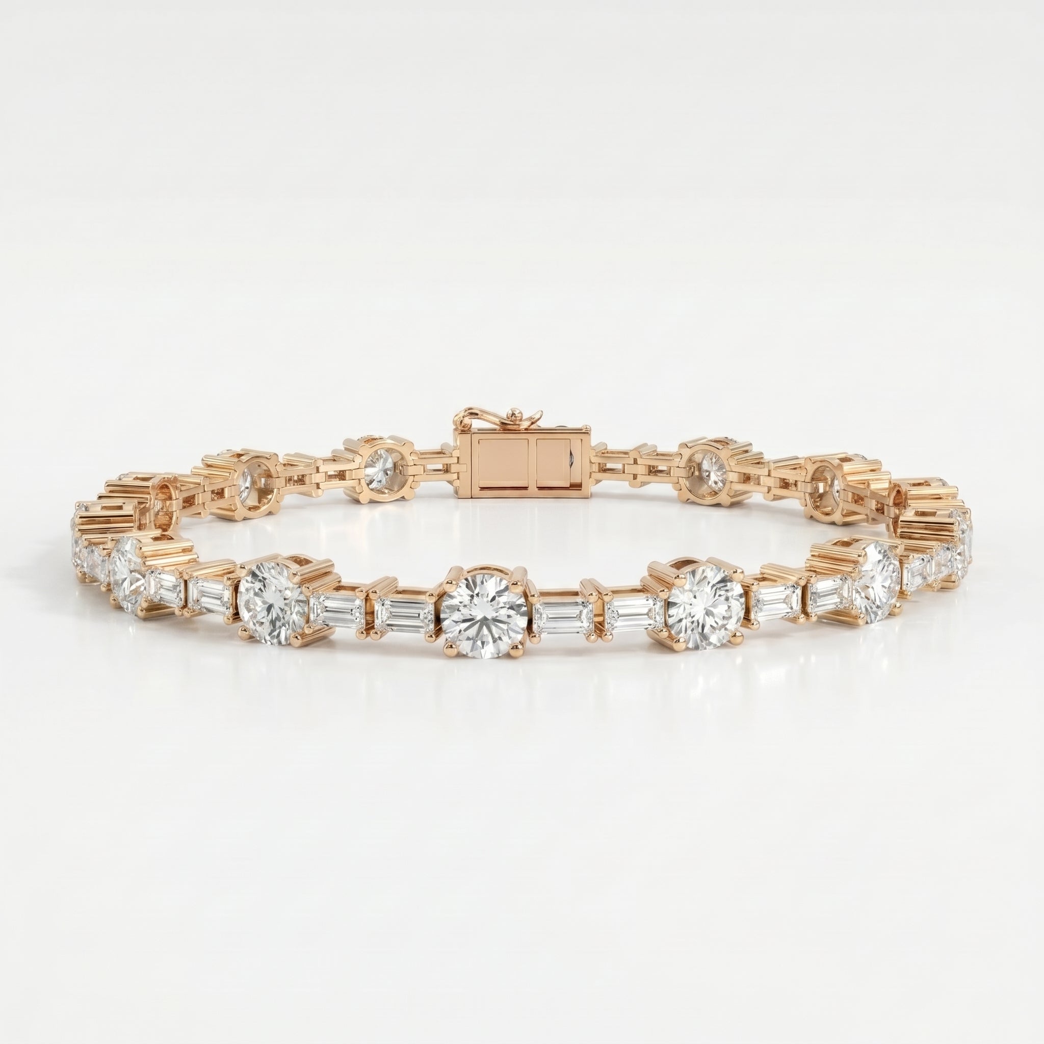 Round & Baguette Diamond Tennis Bracelet