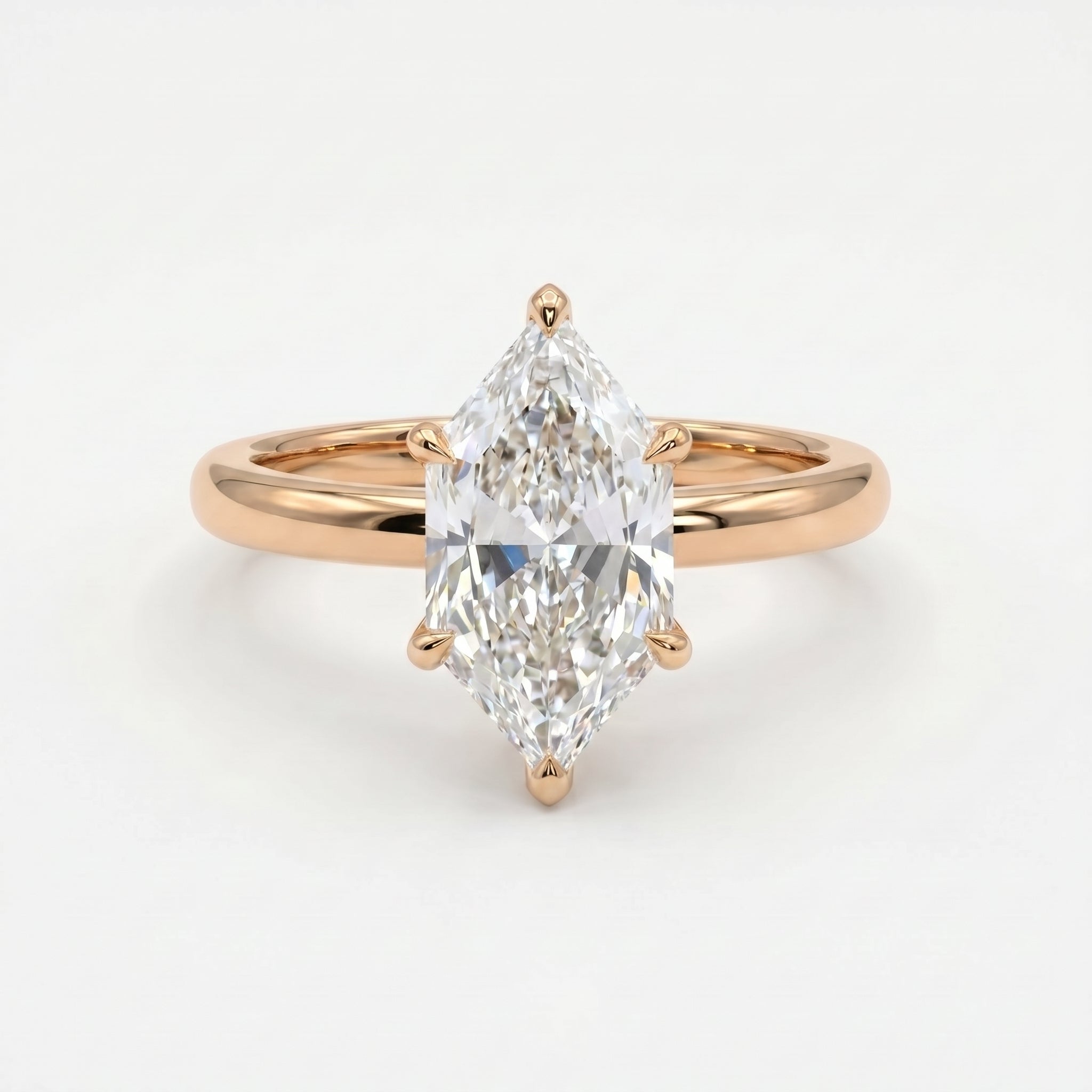 Dutch Marquise Cut Hidden Halo Round Diamond Engagement Ring