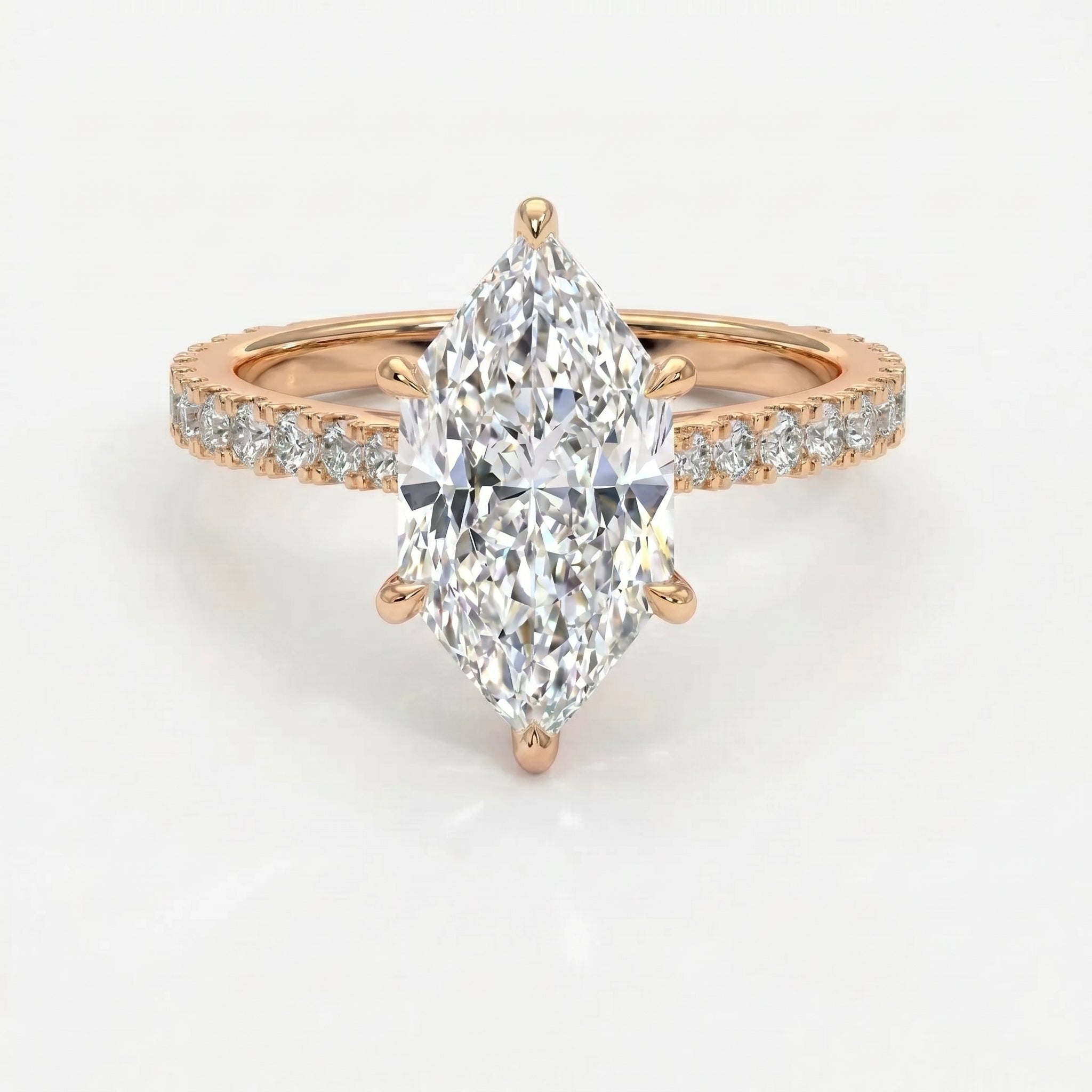 Dutch Marquise Cut Diamond round Accent Engagement Ring