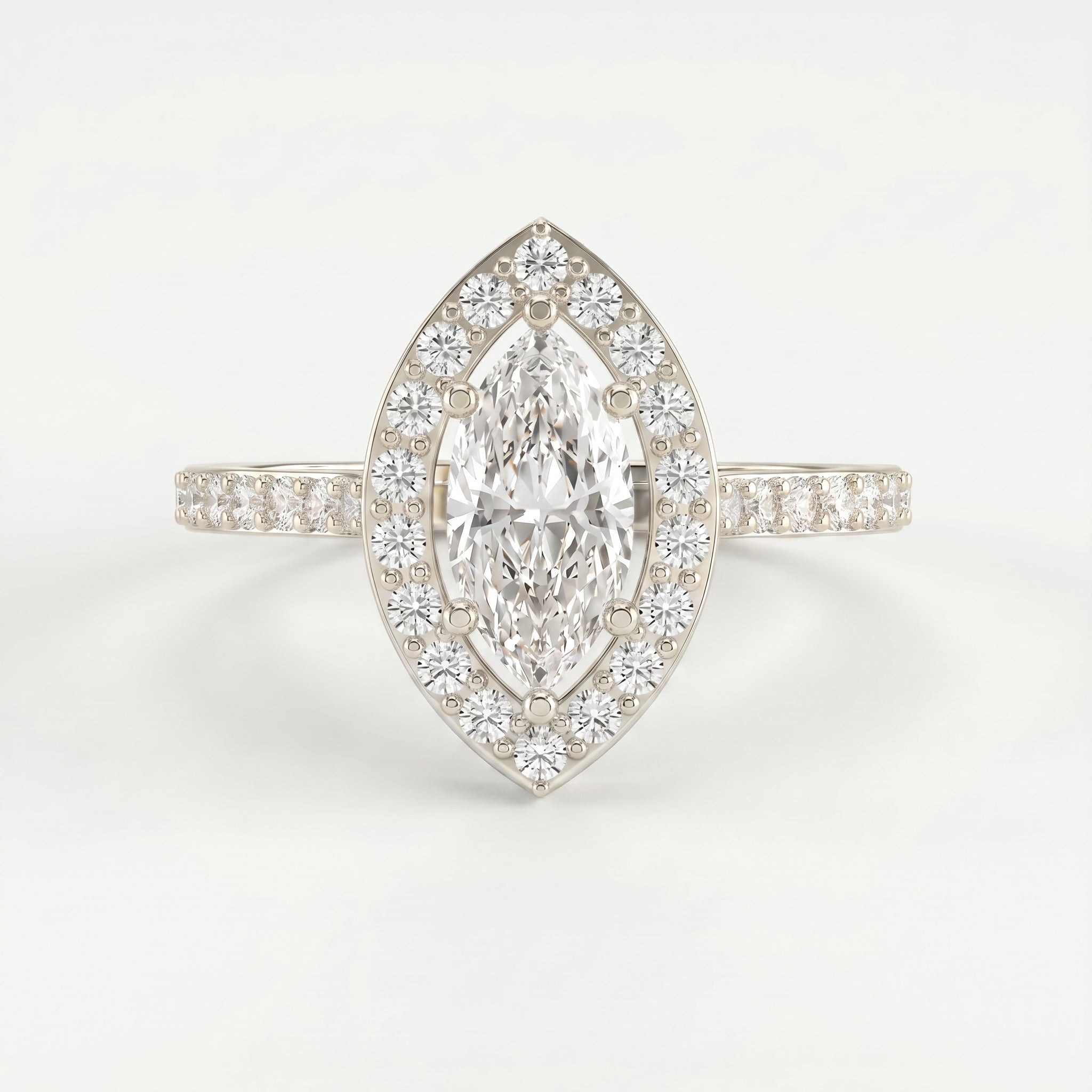Marquise cut diamond Side Stone Engagement ring