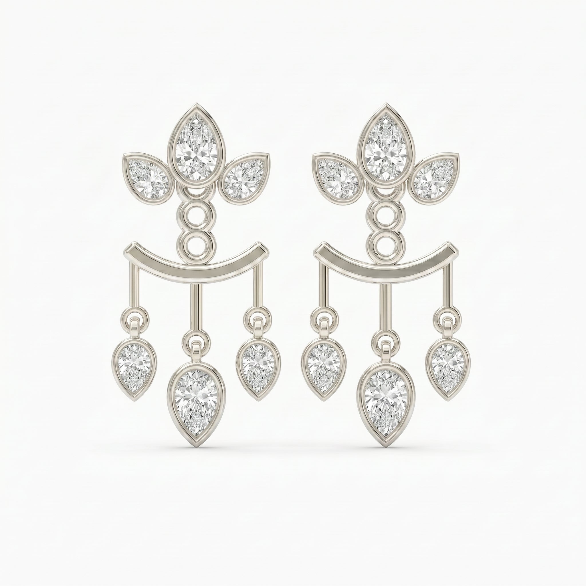 Pear Diamond Regal Teardrop Chandelier Fashion Earrings
