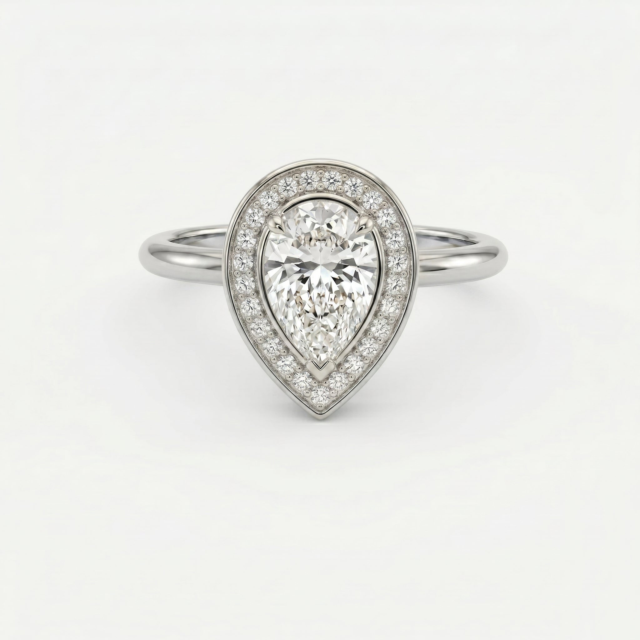 Pear Shape Halo Engagement Ring