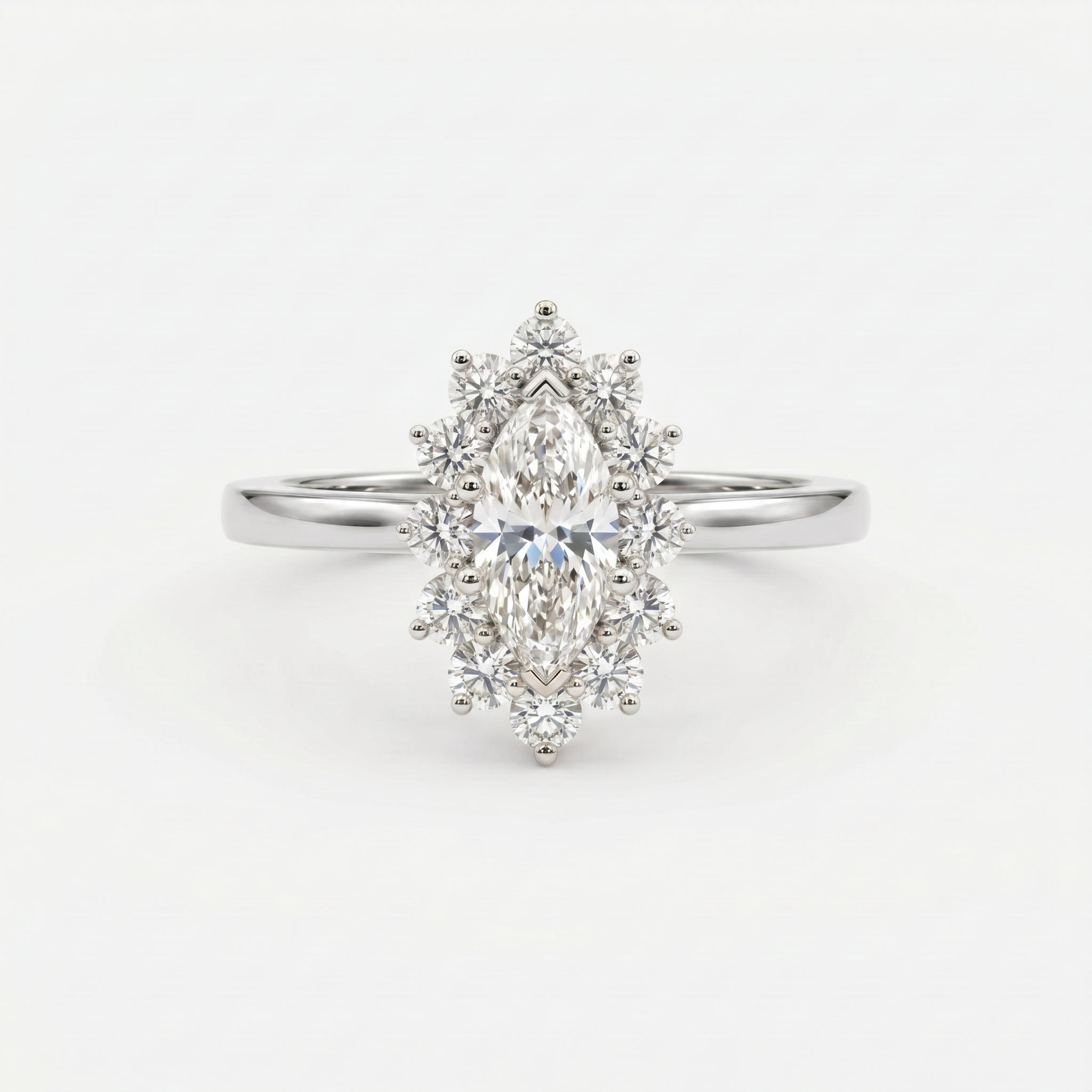 Marquise Halo Solitaire Engagement Ring