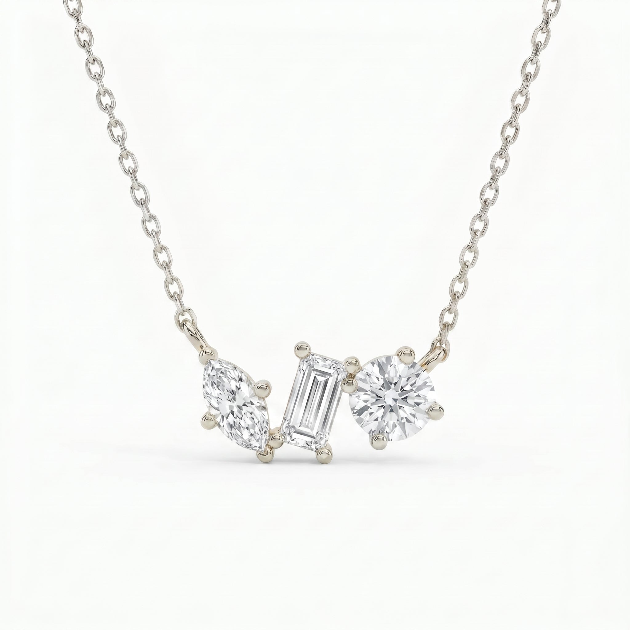 Three Stone Diamond Pendant Necklace