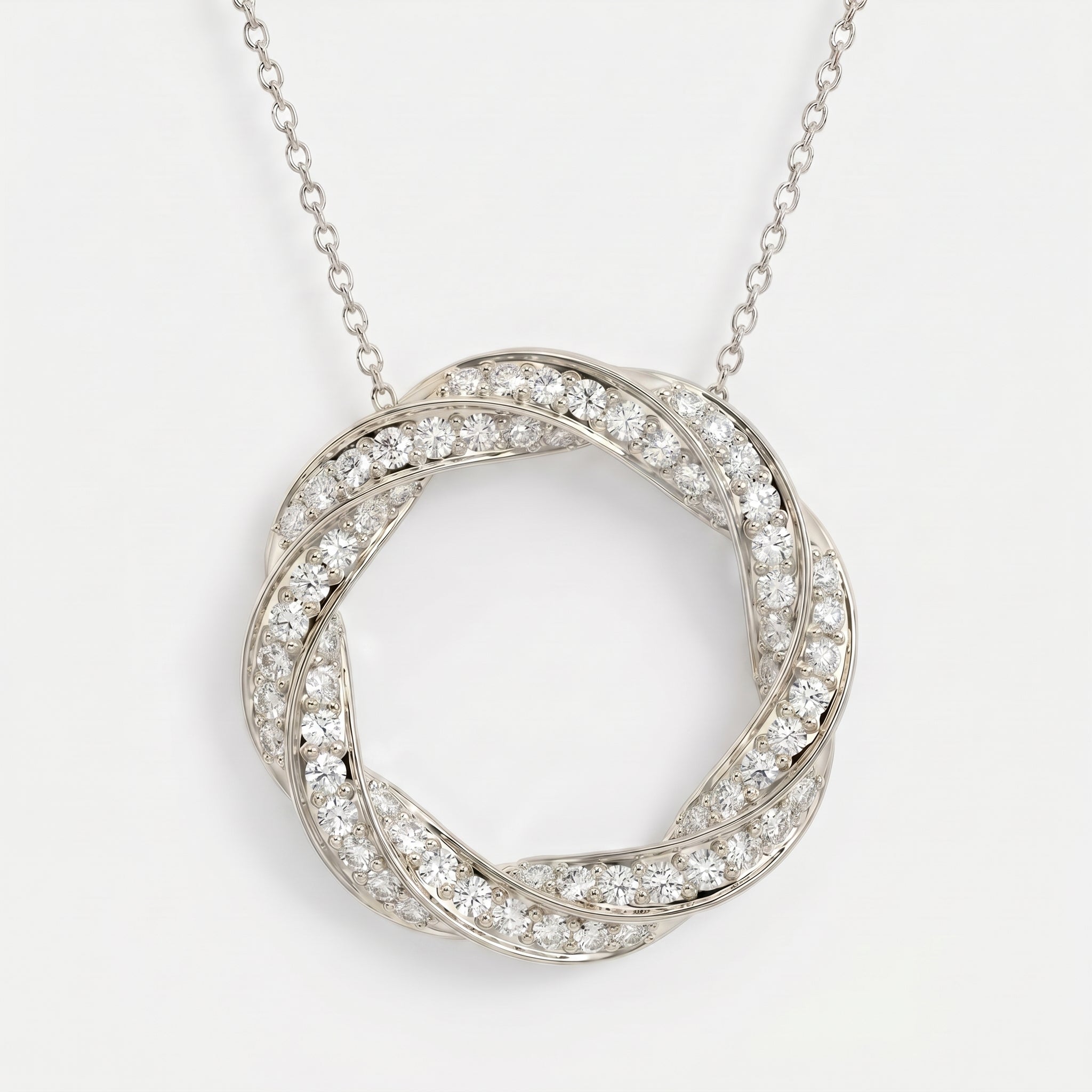 Round Diamond Twisted Circle of Life Fashion Necklace