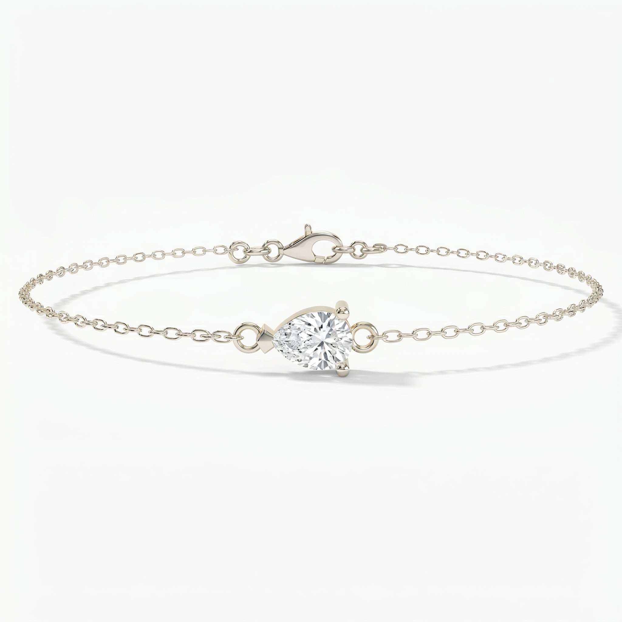 Pear Diamond Solitaire Chain Bracelet