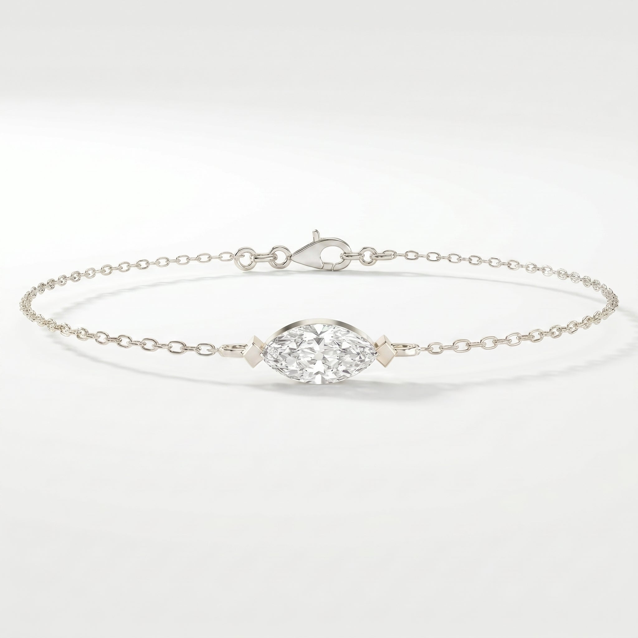 Elegant Marquise Diamond Solitaire Chain Bracelet