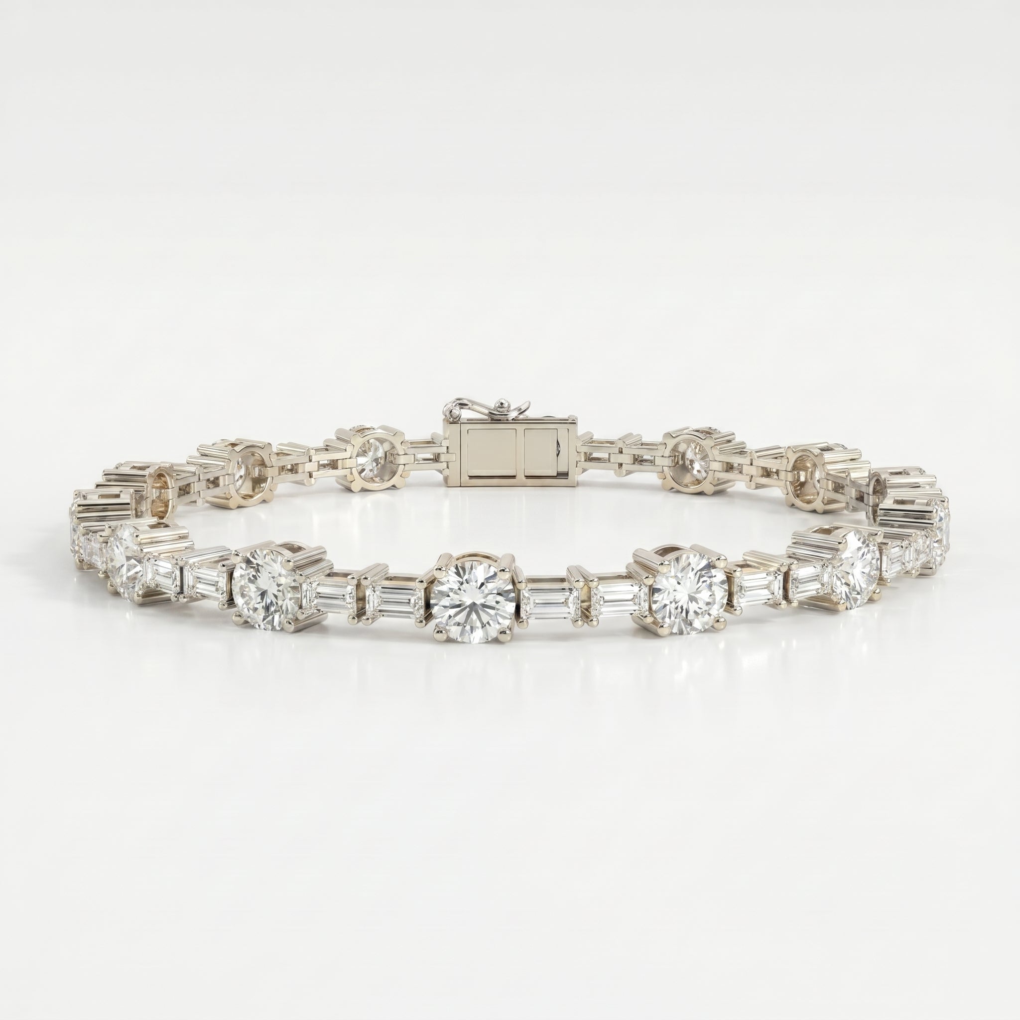 Round & Baguette Diamond Tennis Bracelet