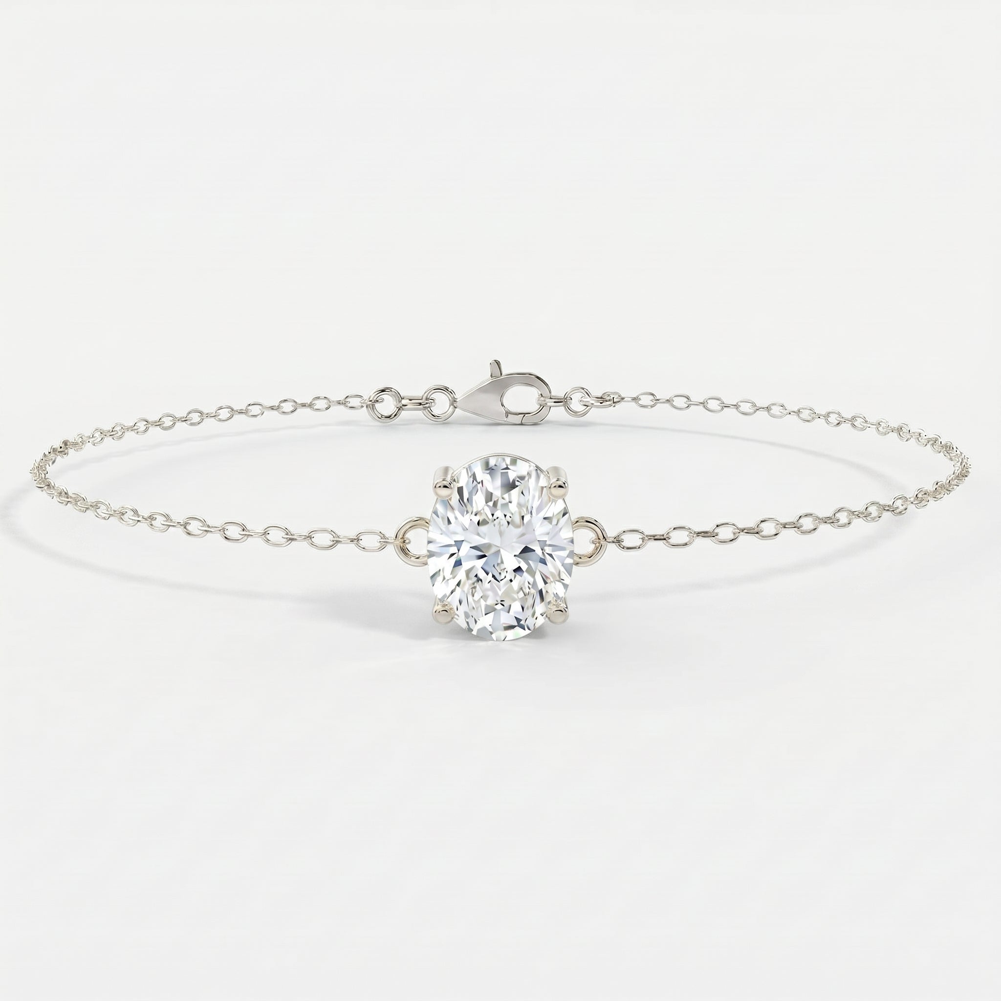 Minimalist Lab Grown Diamond Oval Cut Diamond Solitaire Bracelet