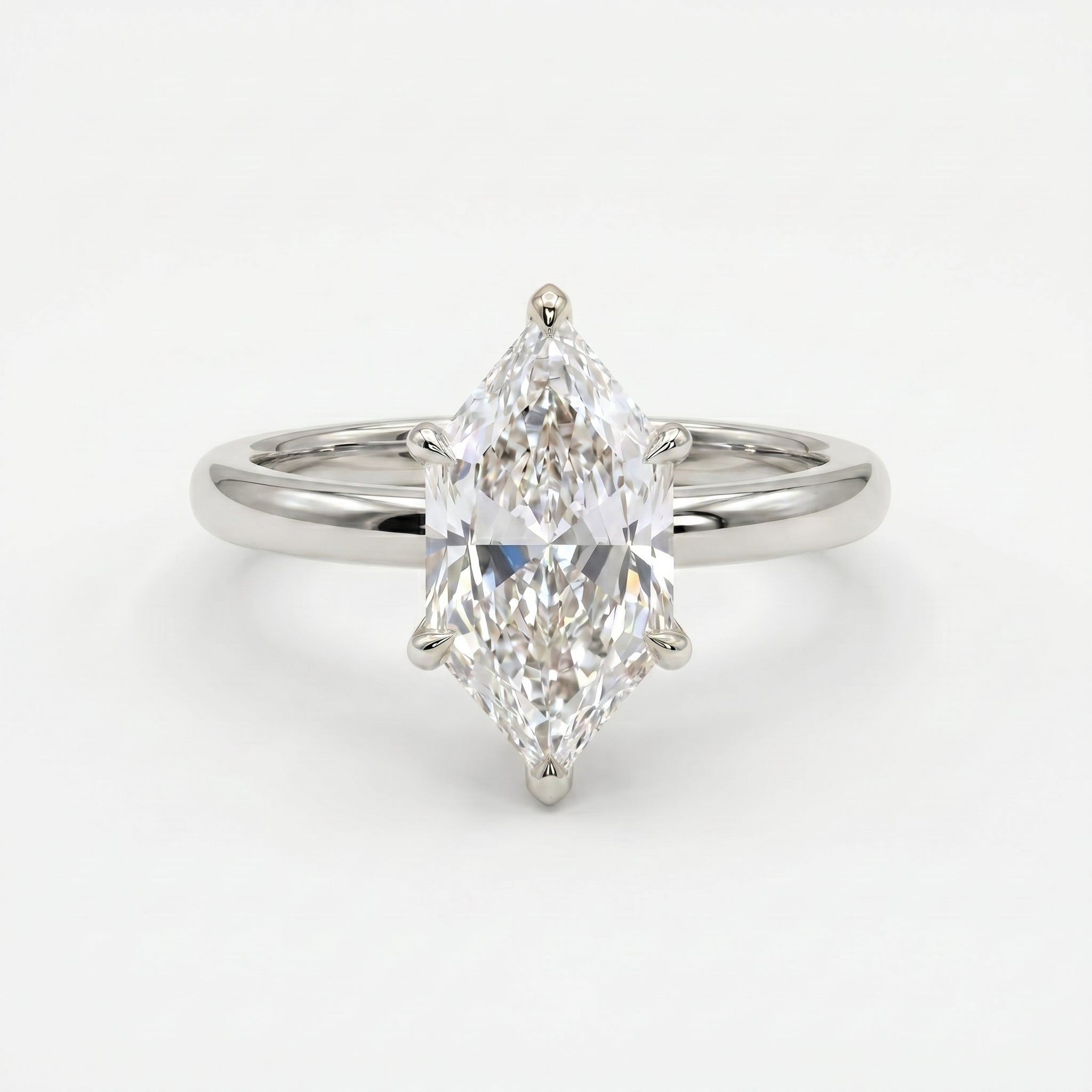 Dutch Marquise Cut Hidden Halo Round Diamond Engagement Ring