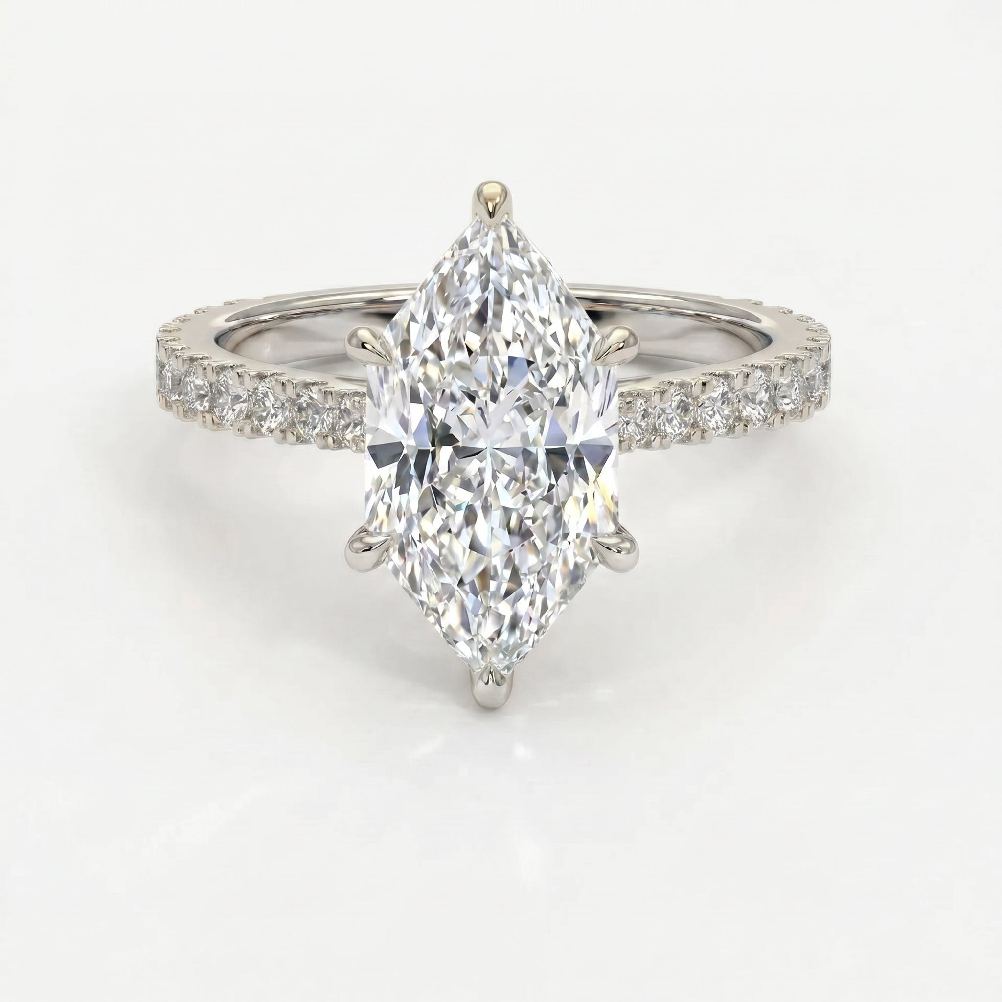 Dutch Marquise Cut Diamond round Accent Engagement Ring