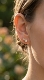 Honeycomb Hex Design Round Shape Earrings Studs