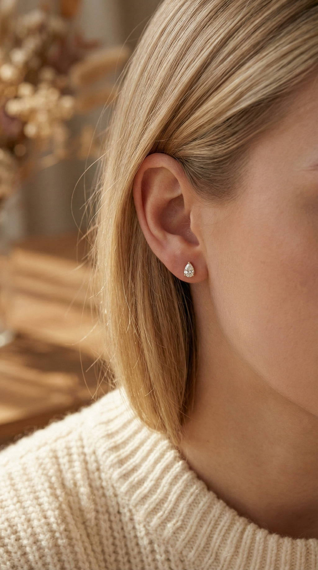 Pear Diamond Stud Earrings