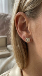 Round Diamond Halo Design Earrings