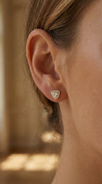 Trillion Cut Diamond Halo Stud Earrings