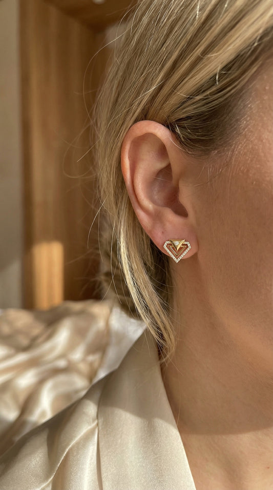 Modern Pavé Geometric Triangle Diamond Fashion Earrings