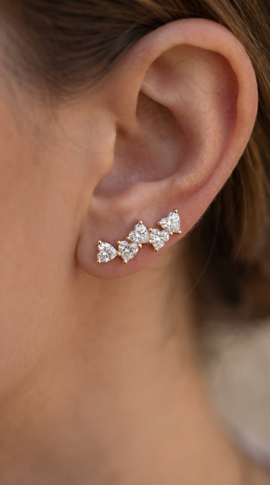 Heart Diamond Cluster Design Fashion Earrings