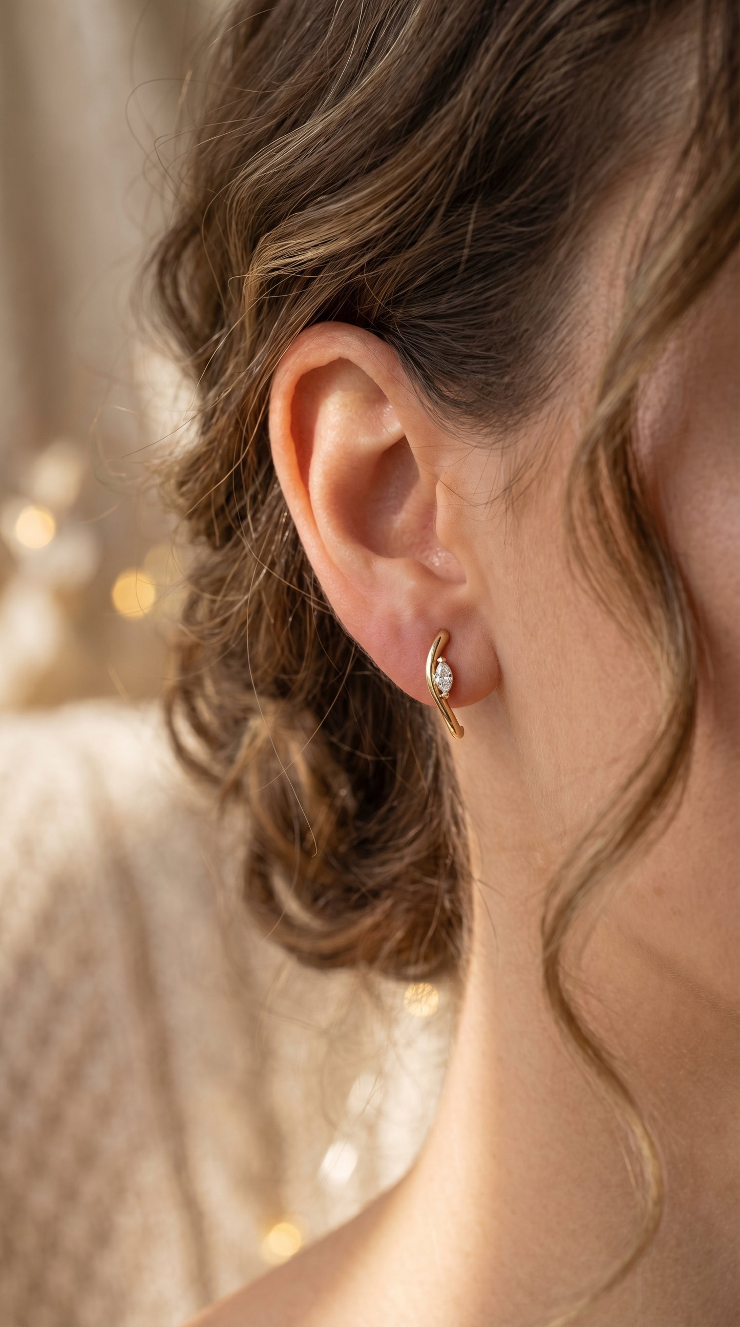 Marquise Diamond Curvy Embrace Fashion Earrings