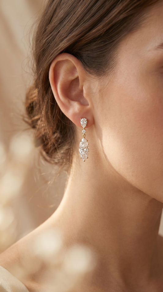 Triple Cut Drop Dangle Design Earring