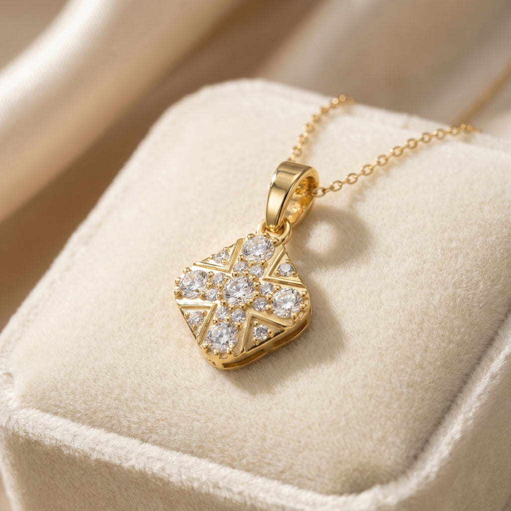 Vintage Style Diamond Cross Pendant Necklace
