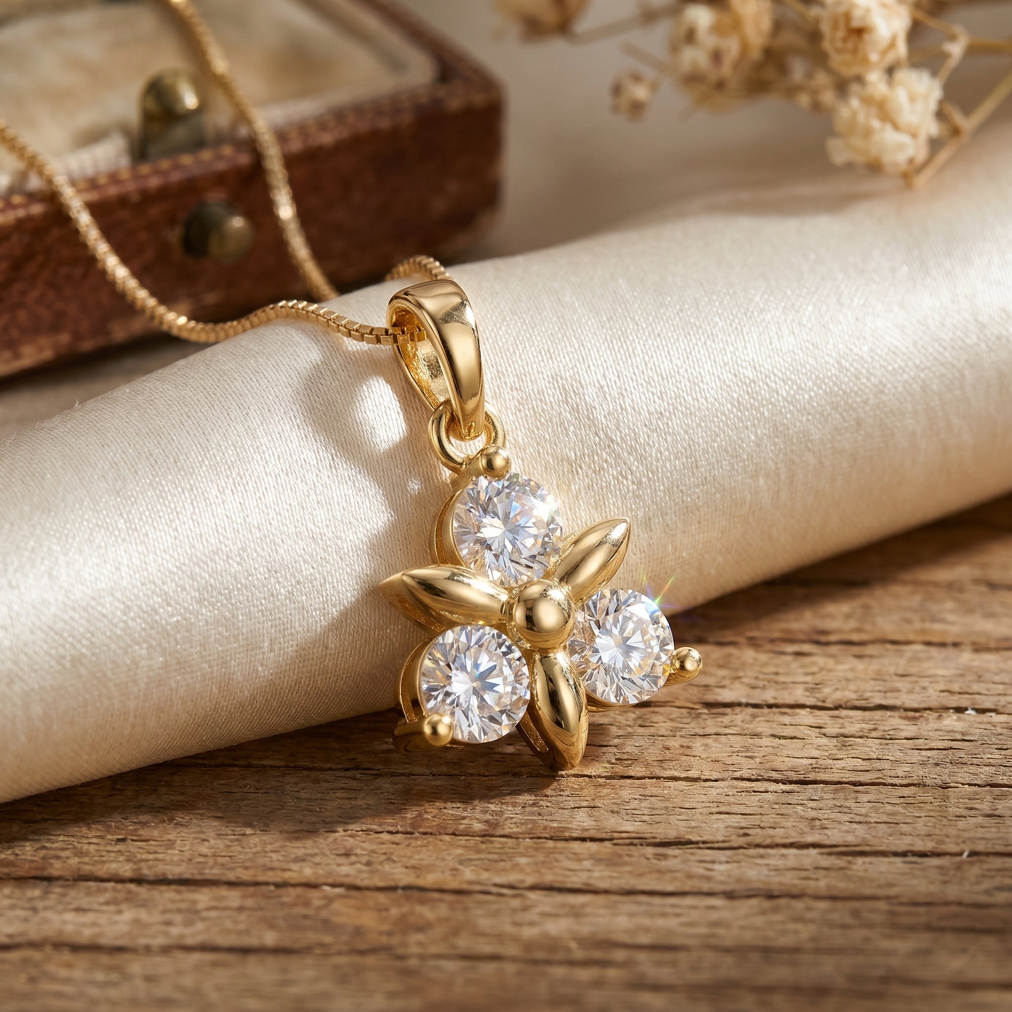 Elegant Floral Diamond Pendant Necklace