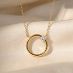 Circle Design Diamond Pendant Necklace