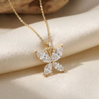 Butterfly Design Marquise Diamond Pendant Necklace