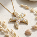 Round Diamond Celestial Starfish Pendant