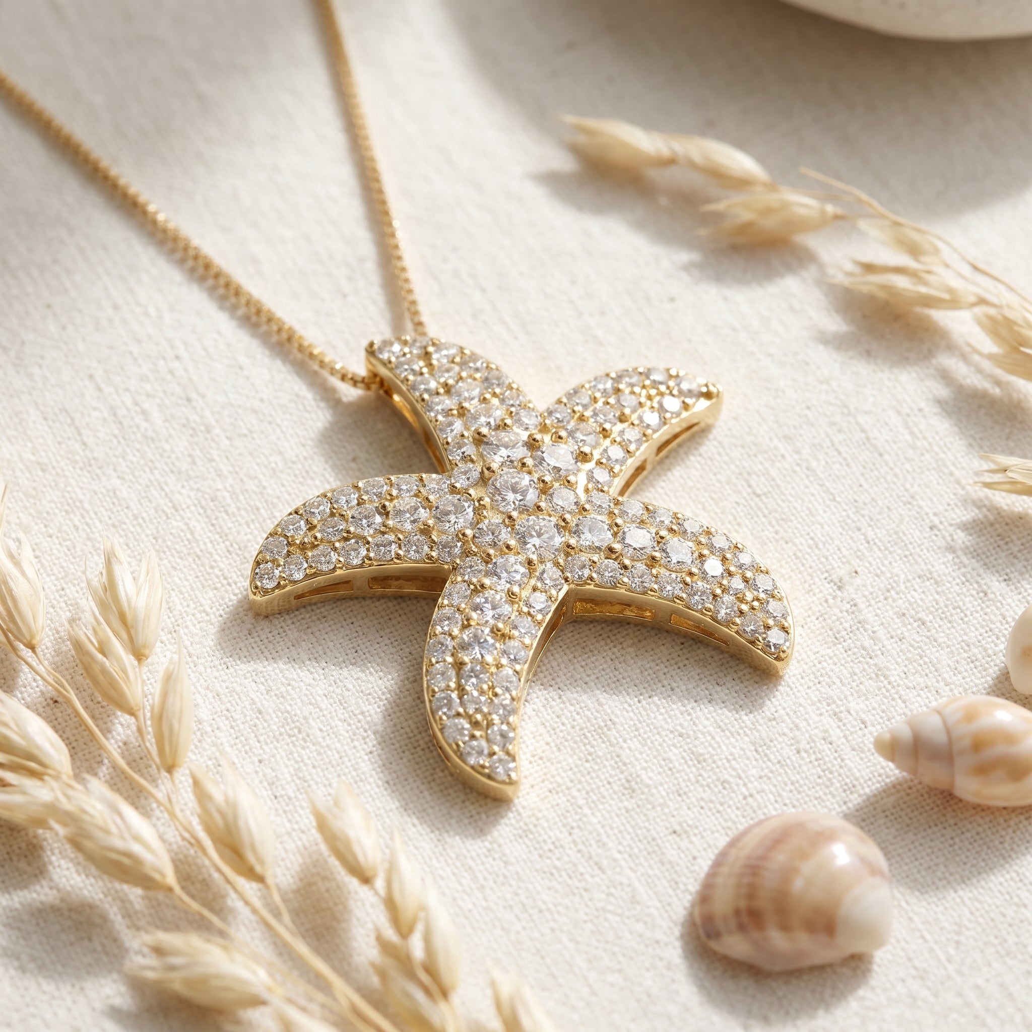 Round Diamond Celestial Starfish Pendant