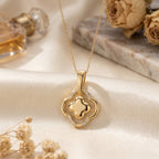 Round Diamond Elegant Clover Bloom Pendant Necklace