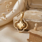 Round Diamond Elegant Clover Bloom Pendant Necklace