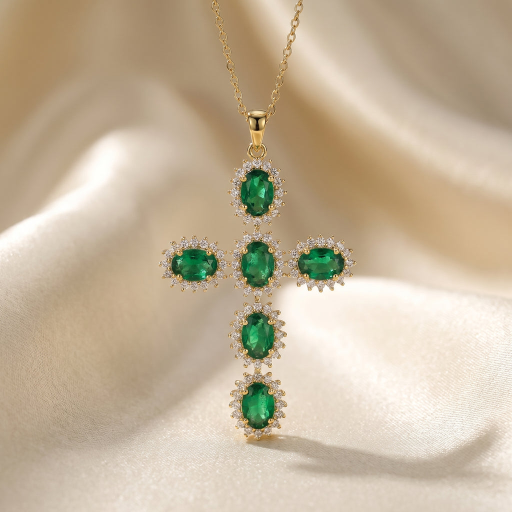 Sterling Oval-Cut Cross Pendant Necklace by Valam Design