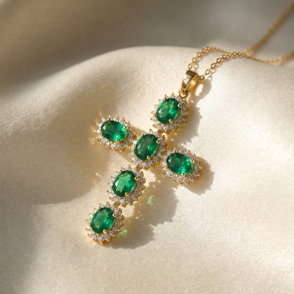 Sterling Oval-Cut Cross Pendant Necklace by Valam Design