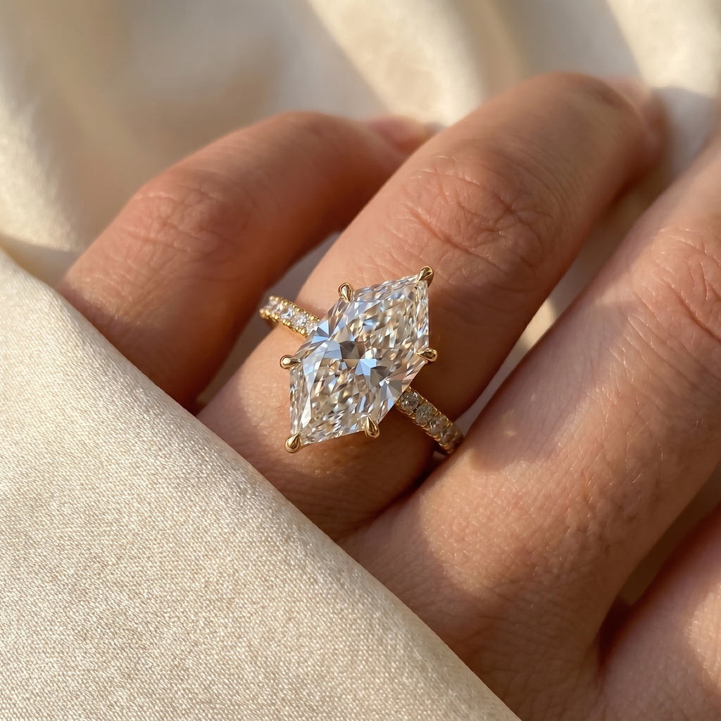 Dutch Marquise Cut Diamond round Accent Engagement Ring