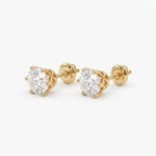 Classic 6 Prong Round Brilliant Diamond Stud Earrings