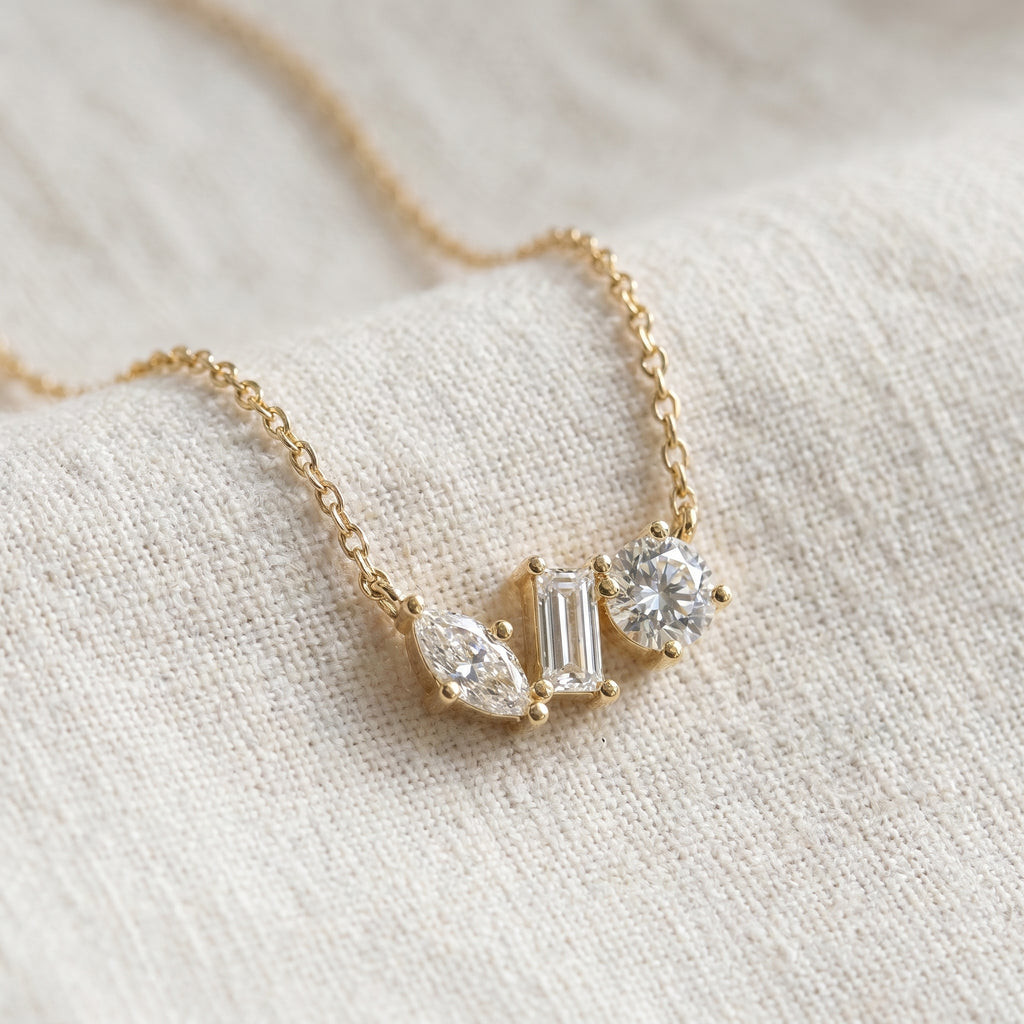 Three Stone Diamond Pendant Necklace
