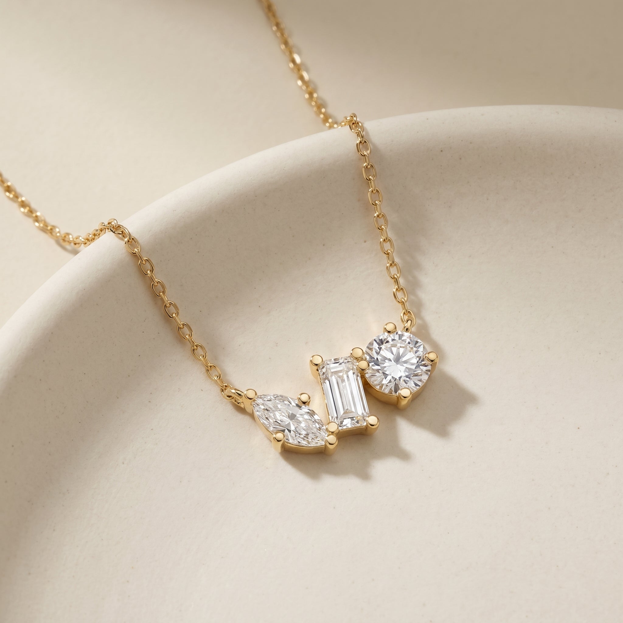 Three Stone Diamond Pendant Necklace
