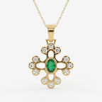 Elegant Round Diamond Floral Pendant Necklace