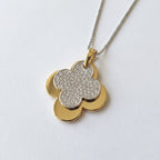 Elegant Pave Two-Tone Clover Diamond Pendant Necklace