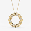 Elegant Diamond Wave Circle Pendant Necklace